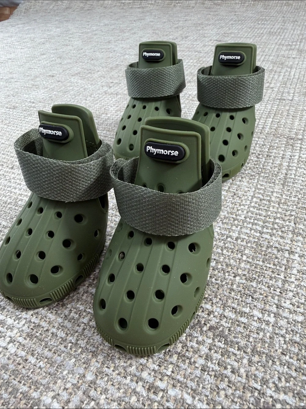 Olive green Phymorse Dog Shoes for Hot Pavement - Blue Box